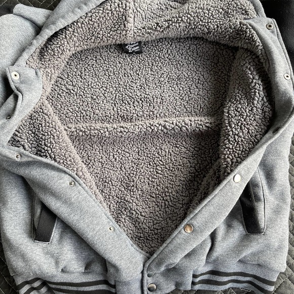 Original Deluxe Varsity Letterman Jacket Mens Extra Large XL Black Gray Rose - Picture 4 of 11